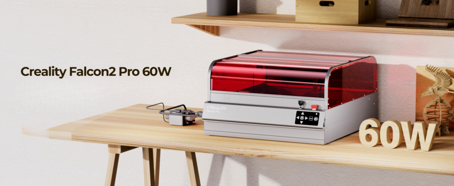 El CREALITY LASER FALCON 2 PRO 60W se consolida como la herramienta definitiva para emprendedores, makers y pequeñas empresas que exigen máxima precisión y seguridad en grabado y corte. Diseñado para abordar materiales diversos como madera, cuero, acrílico de colores y cartón, este equipo combina una potencia láser de 60W con un área de trabajo amplia de 400x415 mm, ideal para proyectos de pequeña escala y producción por lotes. Su estructura robusta y características avanzadas lo posicionan como el aliado perfecto para talleres, estudios de diseño y negocios que buscan resultados profesionales en cada proyecto.